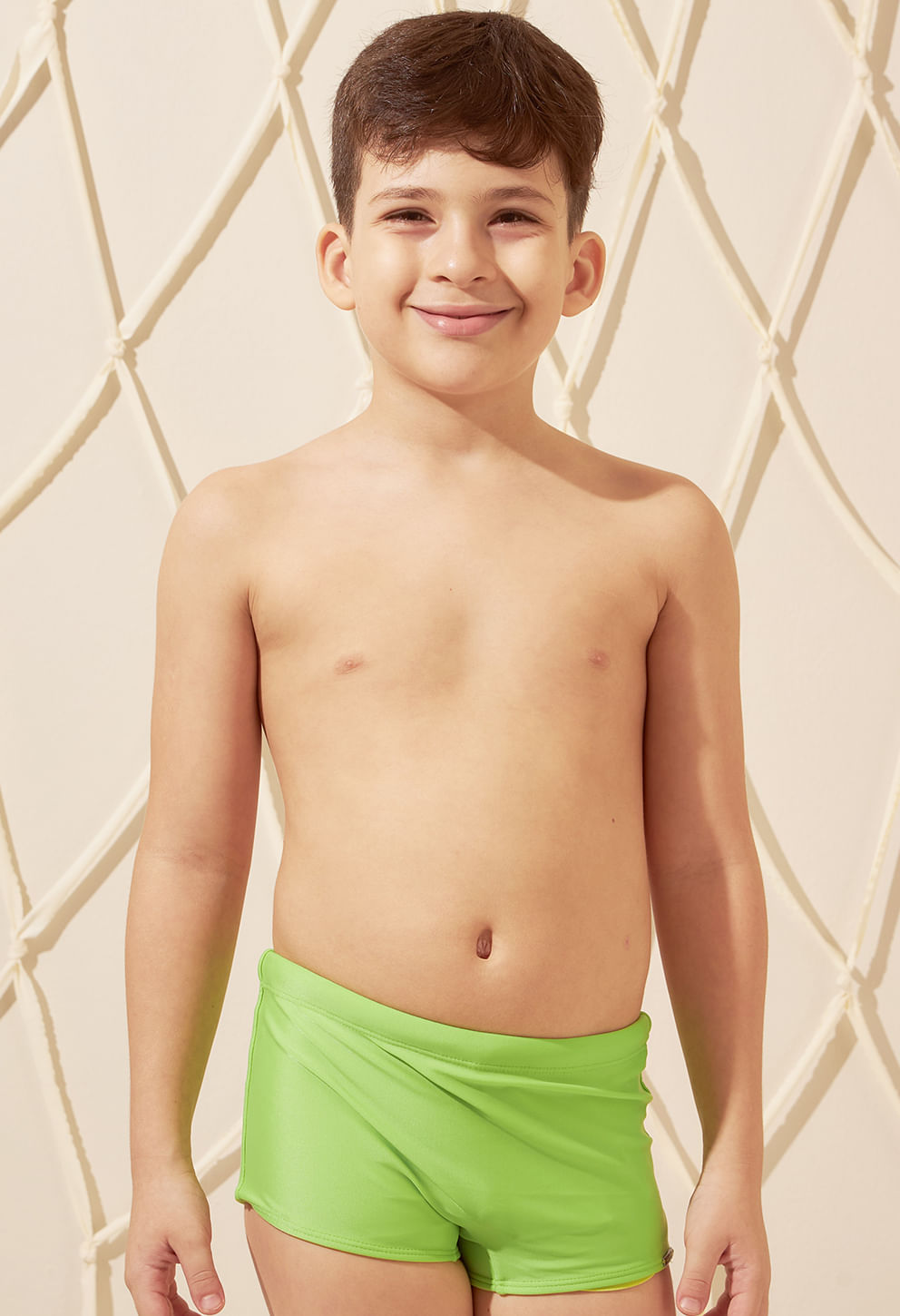 Sunga short infantil verde claro vista frontal