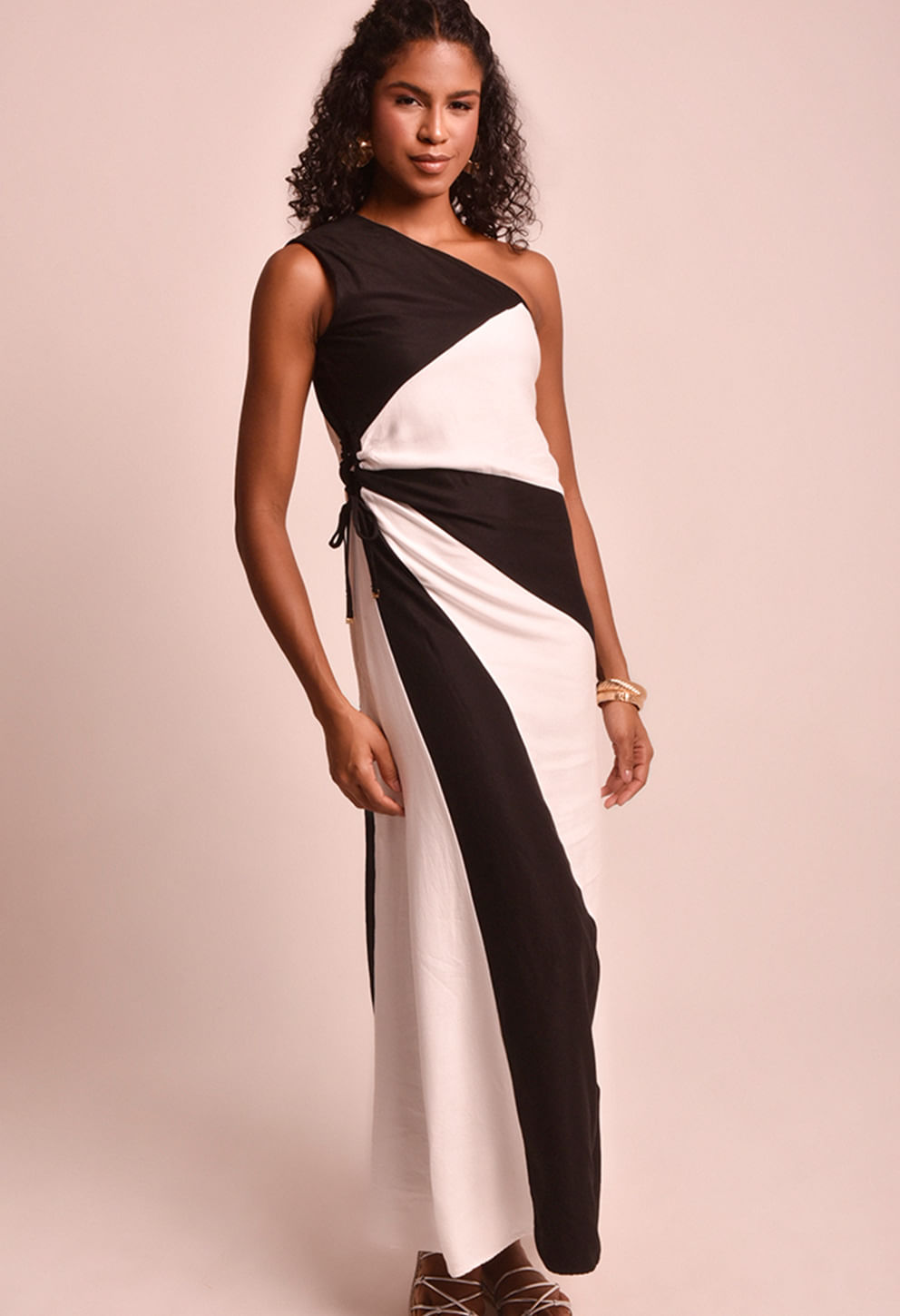 Vestido Norma Bicolor Luar - frente
